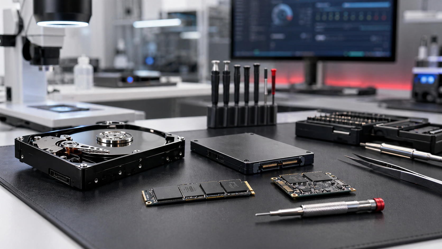 Profesyonel HDD, SSD ve NVMe veri kurtarma laboratuvarı