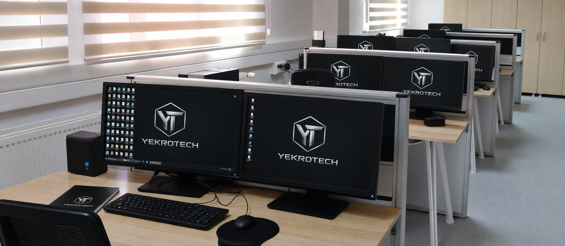 YekroTech veri kurtarma laboratuvarındaki analiz bilgisayarları