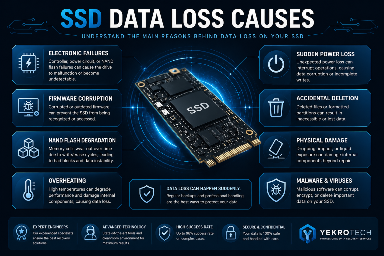 SSD Veri Kaybi Nedenleri Infografik