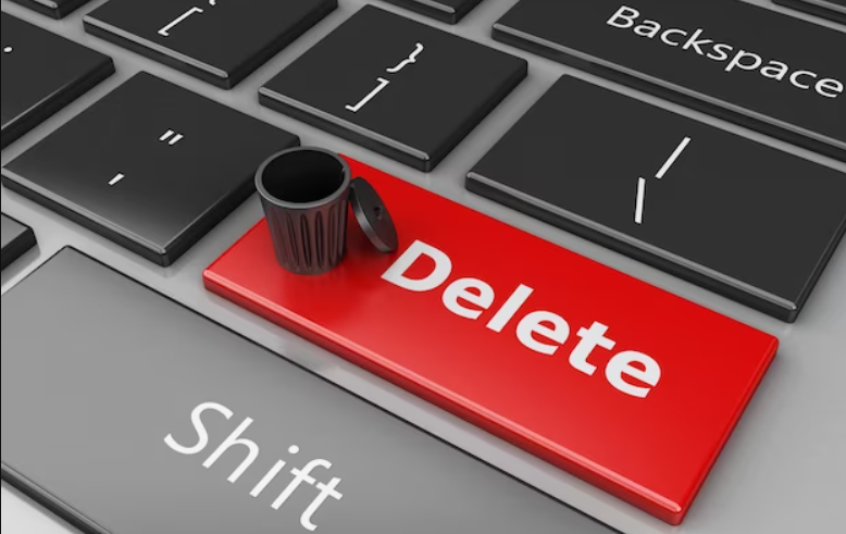 Delete tuşu ve güvenli silme işlemini temsil eden görsel